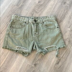 BDG Olive Frayed Hem Jean Shorts size 25